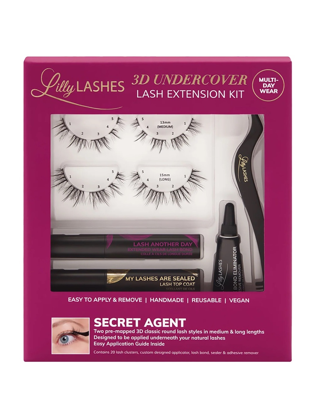 Lilly Lashes 3D Undercover Kit DIY Lash Extension Kit In Espionage (NWT)